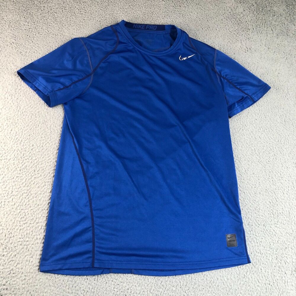 Nike Pro Shirt Mens Large Blue Dri-Fit Gym Fitted Athleisure Sportswear